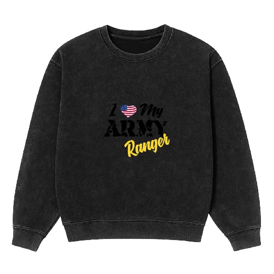 Proud US Army Ranger American Military Family Flag Mineral Wash Sweatshirts