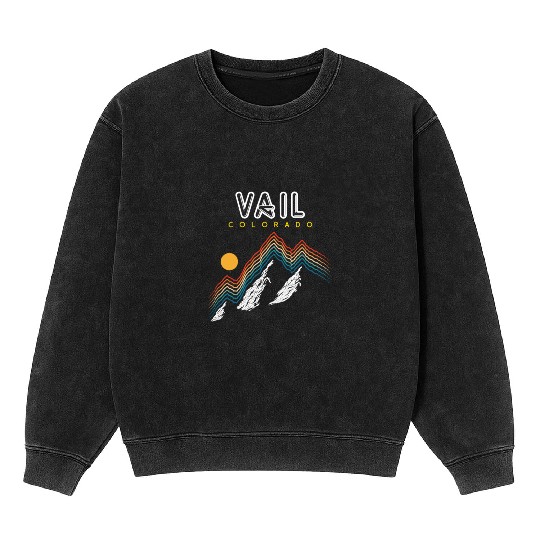 Vail Colorado Usa Ski Resort 1980S Retro Mineral Wash Sweatshirts
