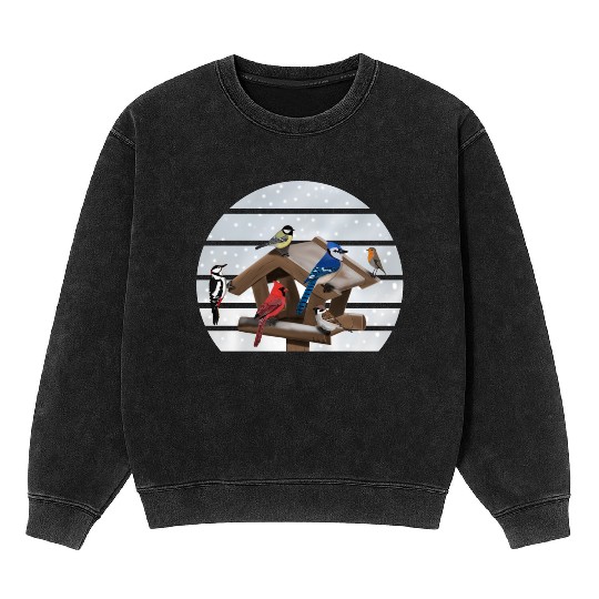 Birds Bird House Cardinal Blue Jay Robin Sparrow Mineral Wash Sweatshirts