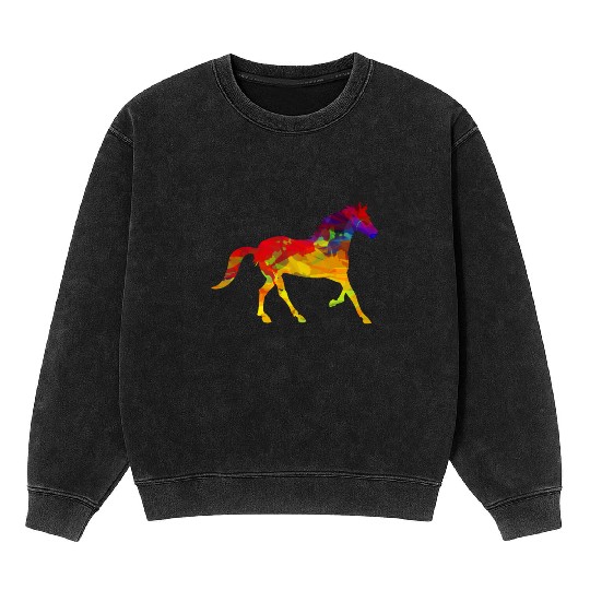 Abstract Horse Horses Lover Animal Horse Racing Mineral Wash Sweatshirts