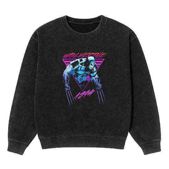 M-a-r-v-e-l W-o-l-verine Neon Retro Logan Graphic Mineral Wash Sweatshirts