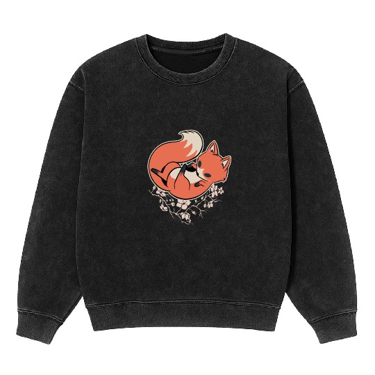 Sakura Fox Cherry Blossom Mineral Wash Sweatshirts