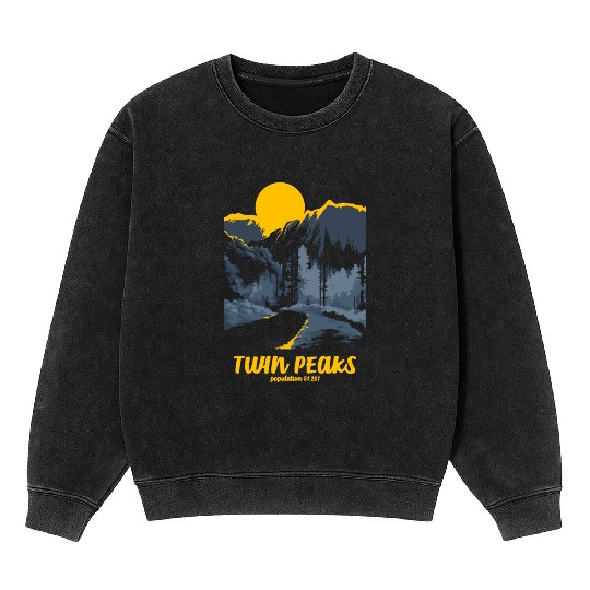 Twin Peaks Welcome To Twin Peaks Poster Mineral Wash Sweatshirts