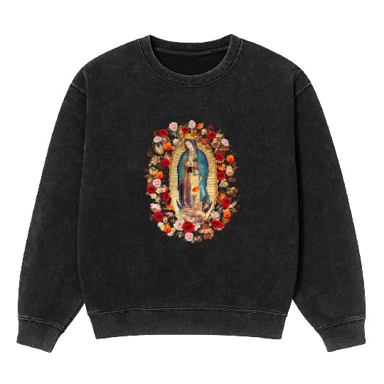Our Lady Of Guadalupe Mexico Virgin Mary Tilma Pro Mineral Wash Sweatshirts