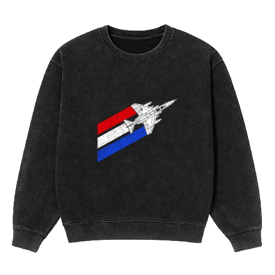 F-4 Phantom Vintage USA Contrails Red White Blue Mineral Wash Sweatshirts