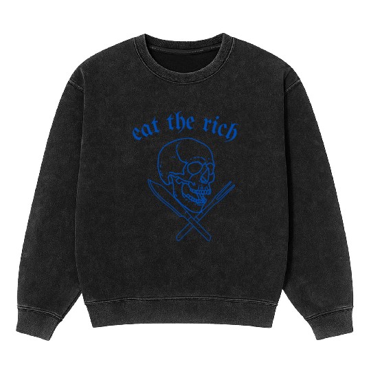 Eat The Rich - Skull and Cross Knives (blue) Mineral Wash Sweatshirts