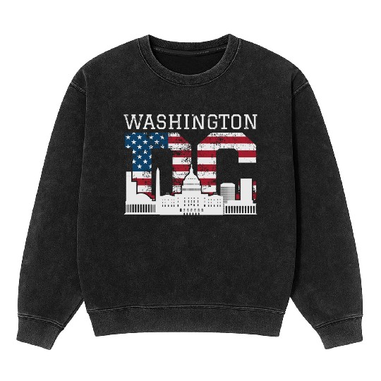 Washington Dc Capitol Hill Usa Flag Souvenir Gift Mineral Wash Sweatshirts