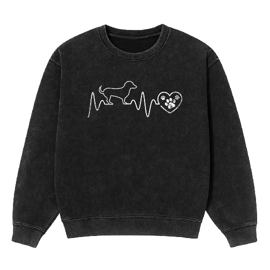 Heartbeat Dachshund Mineral Wash Sweatshirts