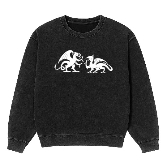 Dragons Fighting Fight Dragon Reptiles Monster Mineral Wash Sweatshirts