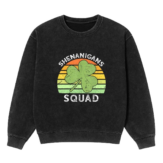 Shenanigans Squad Matching Vintage St Patricks Day Mineral Wash Sweatshirts