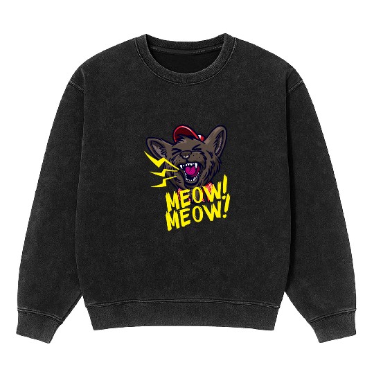 Animal Kitty Meow Mineral Wash Sweatshirts