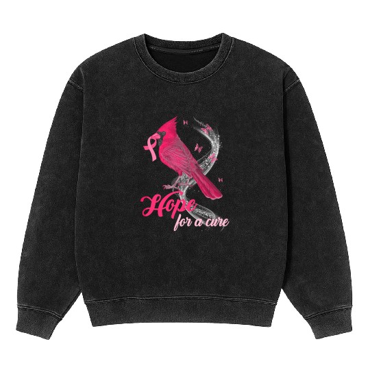 Breast Cancer Cardinal bird hope for a cure Mineral Wash Sweatshirts