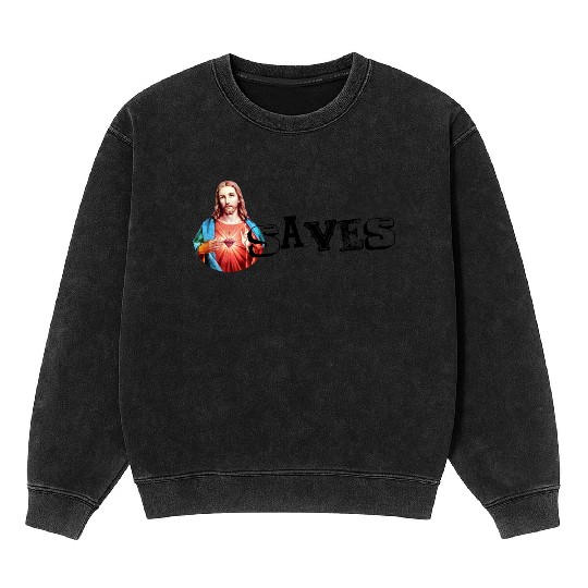 JESUS SAVES | Jesus Christ | Jesus Christus Mineral Wash Sweatshirts