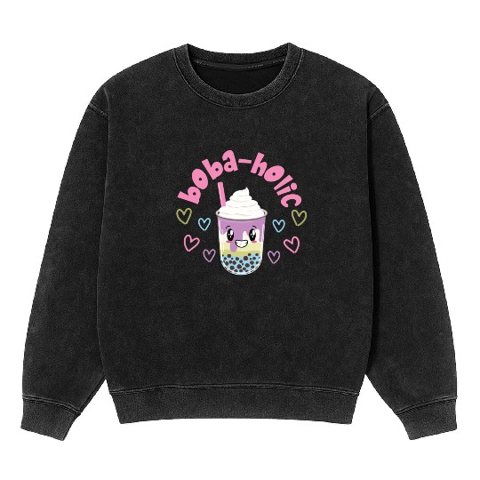 Bubble Boba Tea Mineral Wash Sweatshirts