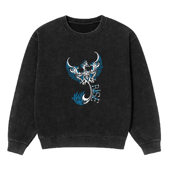 PHOENIX Tattoo/Tribal art - White and Blue,, Mineral Wash Sweatshirts