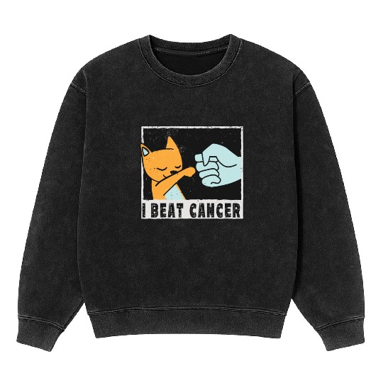 cut little Cat Cancer Survivor I Beat Cancer Mineral Wash Sweatshirts
