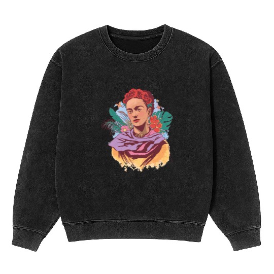 FRIDA KAHLO COLOR PORTRAIT Mineral Wash Sweatshirts