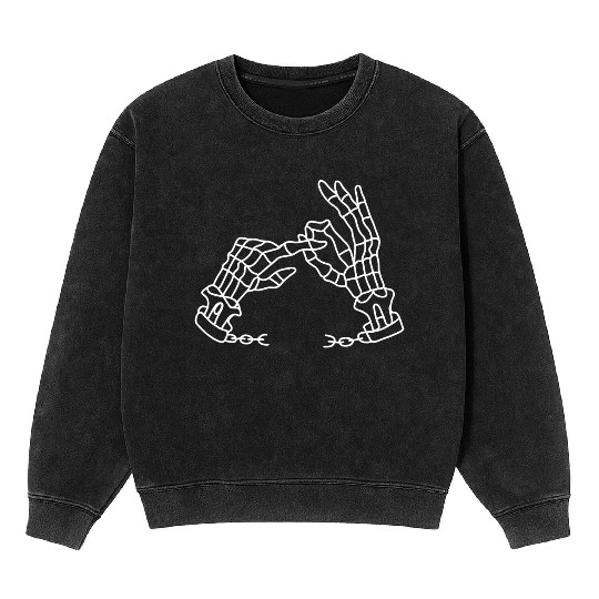 Skeleton Hands Funny Mineral Wash Sweatshirts