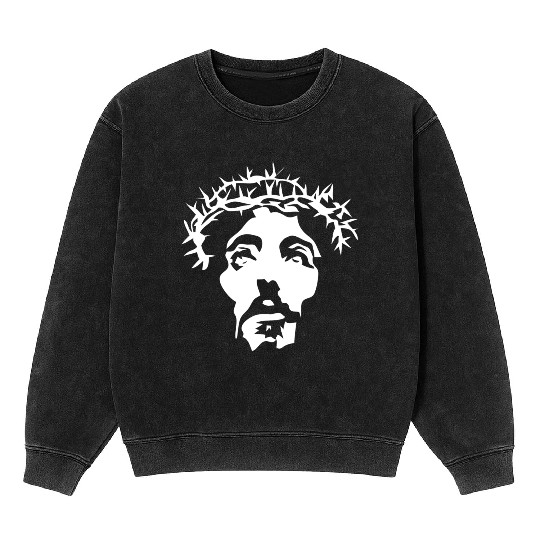 Jesus crown of thorns stencil Mineral Wash Sweatshirts