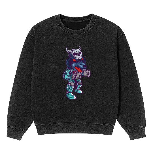 Wolf robot robot machine computer toy Mineral Wash Sweatshirts