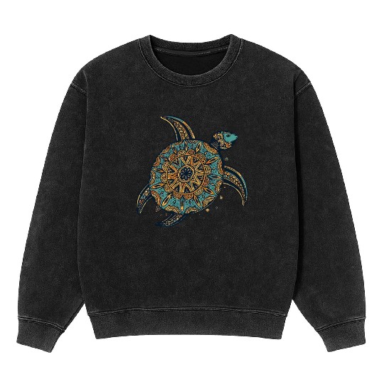 Tribal Hawaiian Sea Turtle Mineral Wash Sweatshirts World Turtle