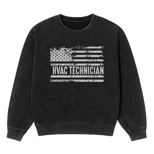 American Hvac Technician United States Flag birthd Mineral Wash Sweatshirts