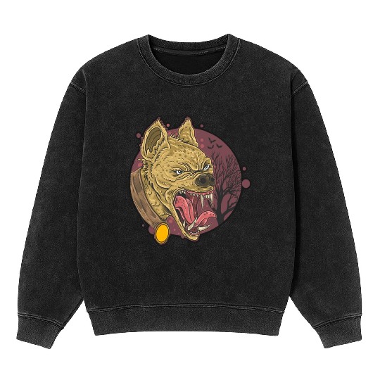 wild hyena angry face head Mineral Wash Sweatshirts