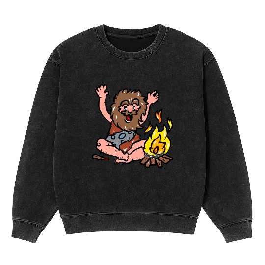 Caveman with Fire Mineral Wash Sweatshirts