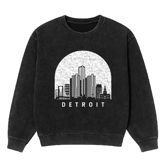 Detroit Michigan Skyline Mineral Wash Sweatshirts