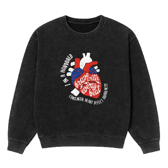Brave With Every Beat CHD Awareness Happy Gift Mineral Wash Sweatshirts