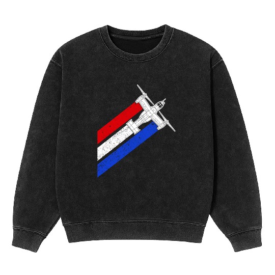 V-22 Osprey Helicopter Red White Blue Contrails Mineral Wash Sweatshirts