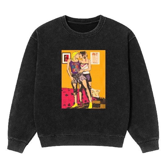 Pixel hot lesbians kissing Mineral Wash Sweatshirts