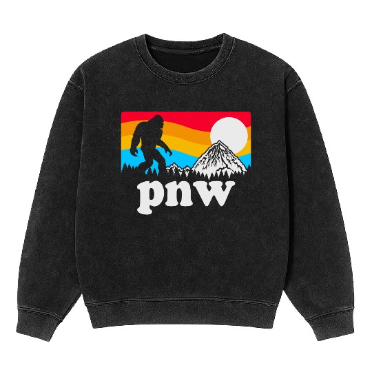 PNW Pacific Northwest Bigfoot Mineral Wash Sweatshirts