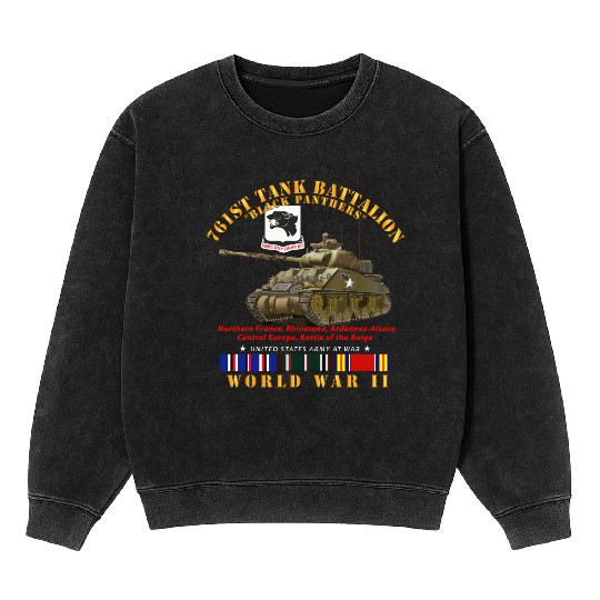 Army 761st Tank Battalion Black Panthers w Tank Mineral Wash Sweatshirts