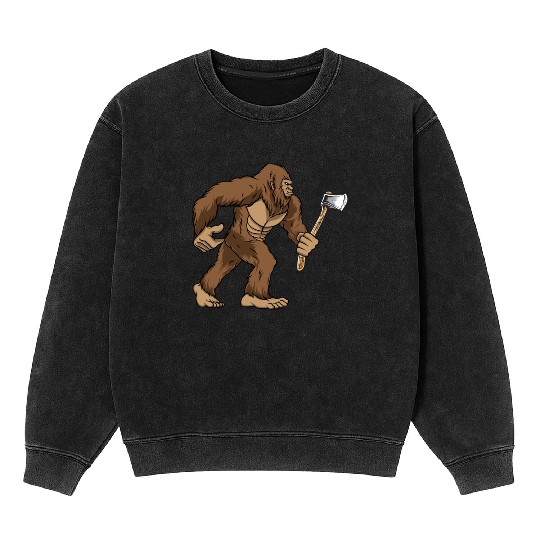 Bigfoot Lumberjack Sasquatch Carpenter Mineral Wash Sweatshirts