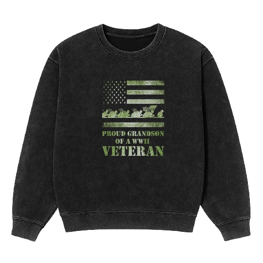 World War 2 Ii 80th Anniversary Proud Grandson Of Mineral Wash Sweatshirts