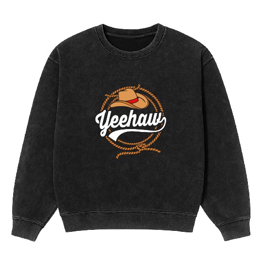 Yeehaw Cowboy Western For Men Bull Riding Rodeo Mineral Wash Sweatshirts