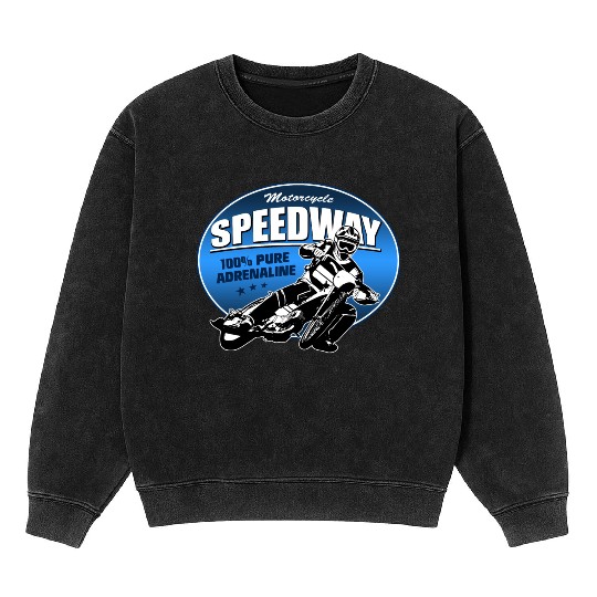 Motorcycle Speedway Racing Mineral Wash Sweatshirts