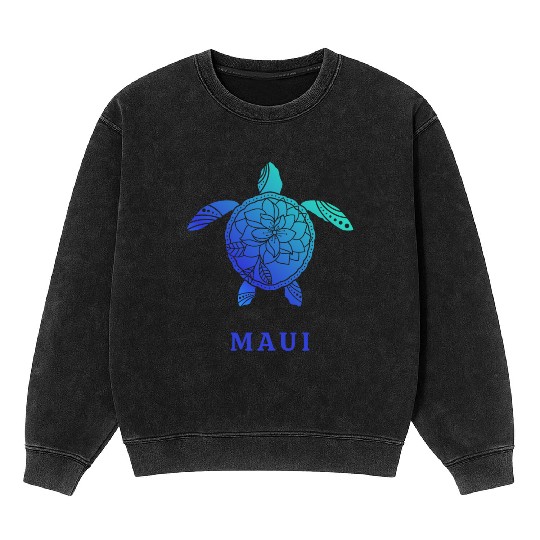 Maui Hawaii Tribal Turtle Flower Ocean Beach Sea Mineral Wash Sweatshirts