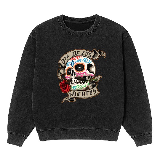 Dia de los muertos Calavera Day Of The Dead Mineral Wash Sweatshirts