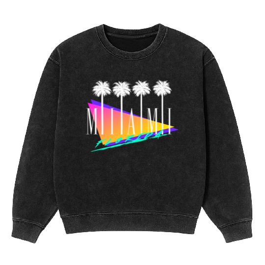 Miami Florida Retro Style Mineral Wash Sweatshirts
