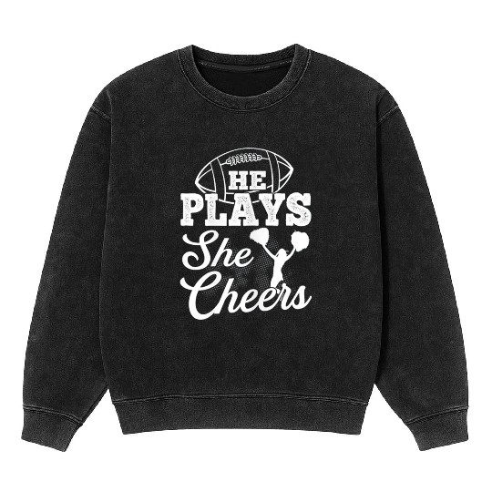 Cheer Mom Football Son Mineral Wash Sweatshirts