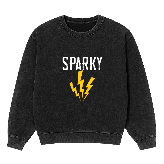 Sparky Electrician Lineman Electricity Electronics Mineral Wash Sweatshirts