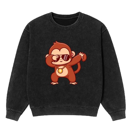 Cool monkey dabbing Mineral Wash Sweatshirts