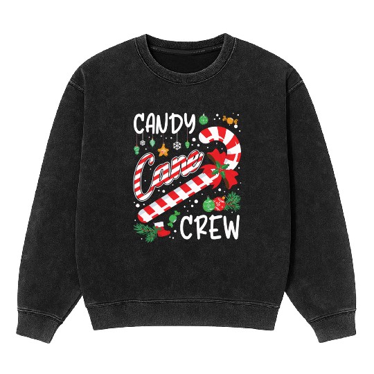 Candy Canes Crew Christmas Matching Group Xmas Mineral Wash Sweatshirts