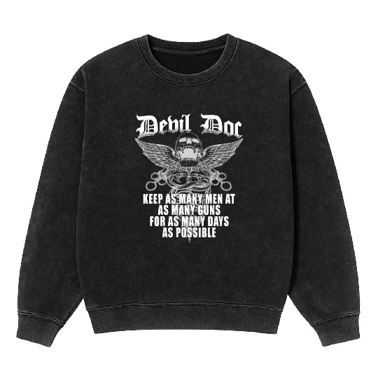 Devil Doc US Navy Corpsman Badass Army Veteran Mineral Wash Sweatshirts