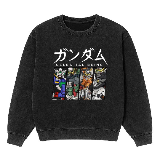 GUNDAM 00 Celestial Being Mineral Wash Sweatshirts