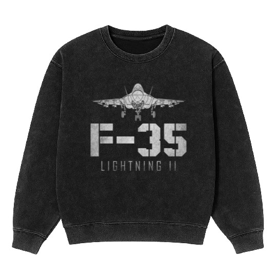 F 35 Lightning II US Airborne Fighter Pilot Mineral Wash Sweatshirts