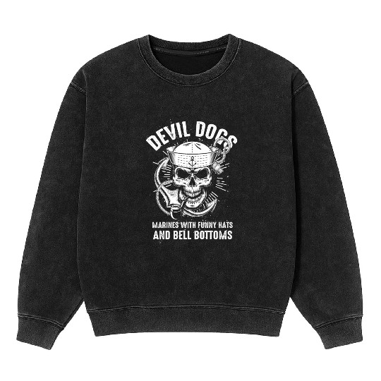 Devil US Navy Corpsman DOC Badass Army Veteran Mineral Wash Sweatshirts