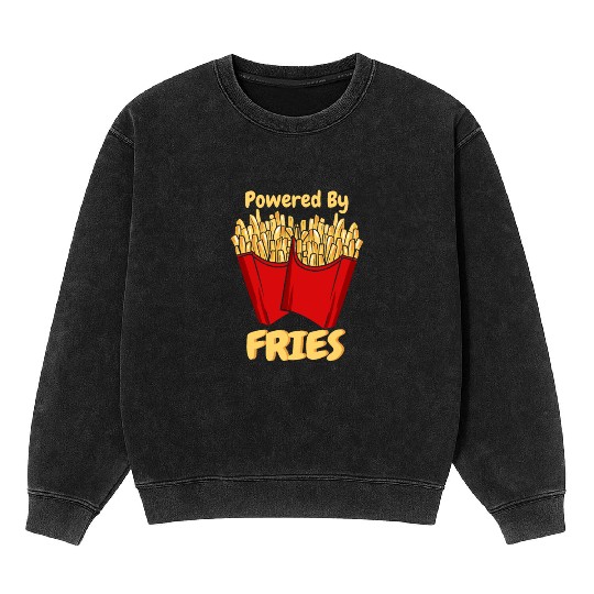 French Fries: Powered With Fries Mineral Wash Sweatshirts
